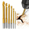 6 Counts Metalworking Ldeal For Drilling,Titanium-Plated High Speed Steel Drill Bits Set
