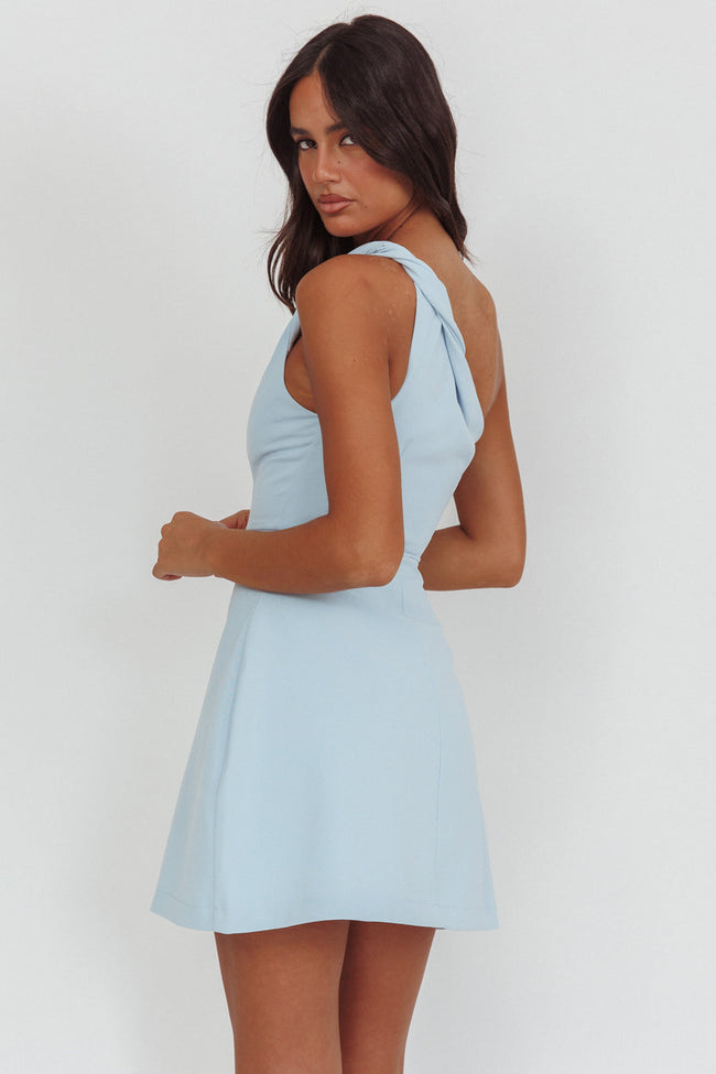 One-Shoulder Twist Mini Dress Blue Main Image