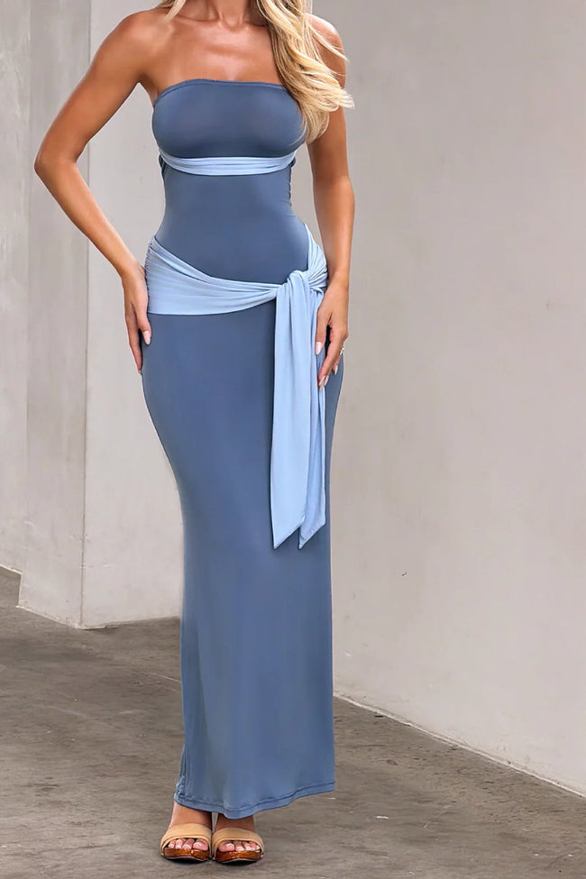 Two Tone Strapless Maxi Dress Main Image